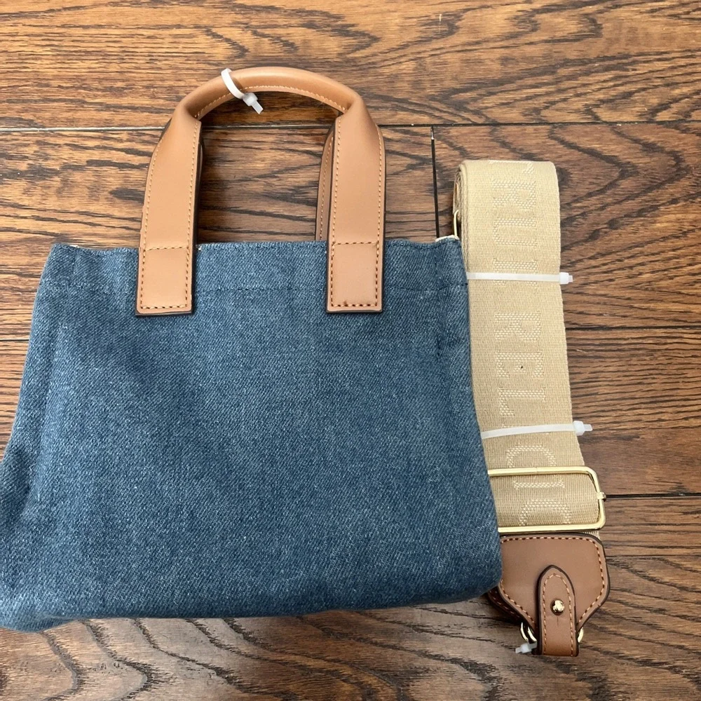 True Religion Tote Small Size Shoulder Bag Adjustable Strap Denim NEW